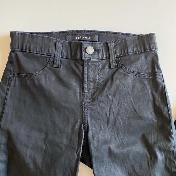 J Brand Super Skinny Coated Jeans Black 24 - Picture 4 of 9